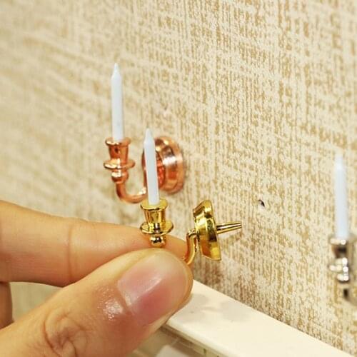 1:12 Dollhouse Miniature Chandelier Candles Furniture Toy Dollhouse Miniature Candlesticks Doll House Accessories
