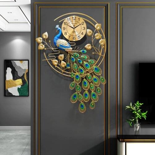 Love makeup peacock clock hanging clock table living room creative fashion mute modern decorative personality Phoenix