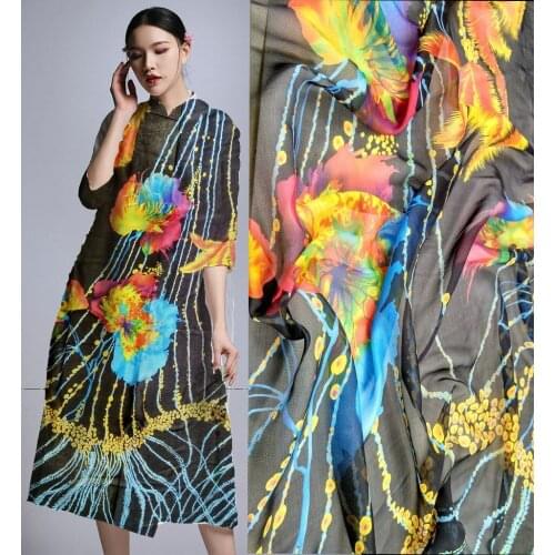 Fashion digital silk chiffon cloth clothes beach dress full dress 100%mulberry silk fabric wide width wholesale and retail