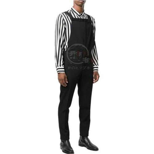 Men Korean Version Of The Personality Leisure Slim Black Strap Leotard Male Nightclub Harem Pants Feet Pants Trousers Big Size