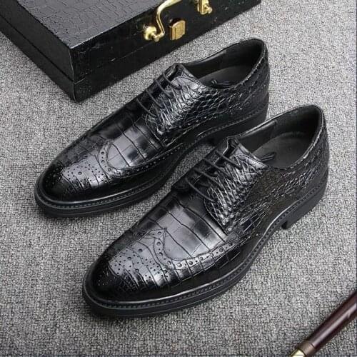 British Style Authentic Crocodile Belly Skin Mens Casual Dress Shoes Genuine Alligator Leather Male Lace-up Brock Oxford Shoes