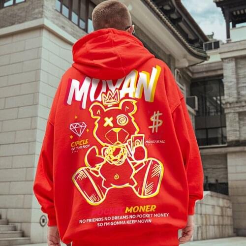 2021 Fat Oversized Flashing Bear Warm Mens Hooded Sweater, Street Hip-hop Loose Chinese Style Large Size Couple Hoodies Suit