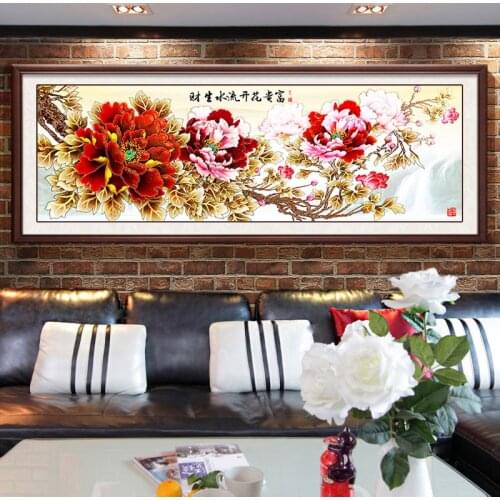 Red peony blossom,Needlework,Embroidery,DIY,Flowers Cross stitch,kits,11ct home Decor Cross-stitch,Sets For Embroidery