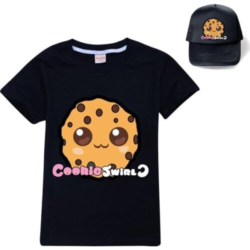 New Summer 2Pcs/set Boys Girls Cotton COOKIE SWIRL C T-shirts Children Fashion Clothing Tops Casual Tees Kids Clothes+sunhat