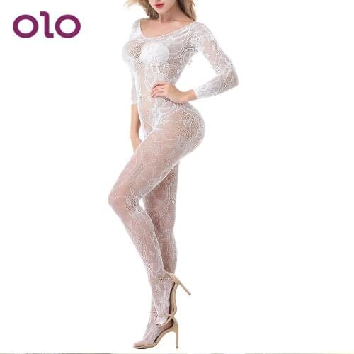 OLO Sexy Lingerie One-piece Pantyhose Long sleeve open underwear Exotic Apparel Catsuit Sexy Adult Products