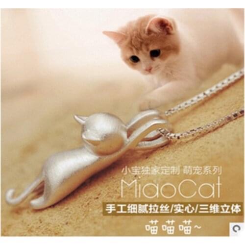 Necklace korean fashion animal lovely cat pendant necklace female collier Necklace Fine Jewelry