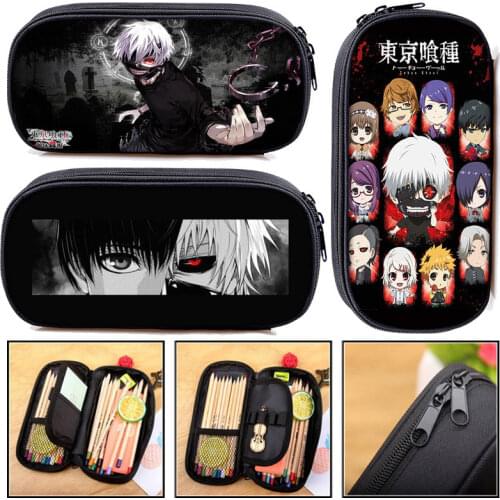 Anime Tokyo Ghoul Pencil Box Kaneki Ken Cosmetic Cases Teenage Girls Boys Pen Bag Woman Makeup Bags Student School Supplies