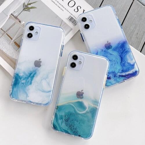 Marble Gradient Color Transparent Phone Case for iPhone 11 Pro Max XR X XS Max 7 8 Soft TPU Silicone Clear Back Cover