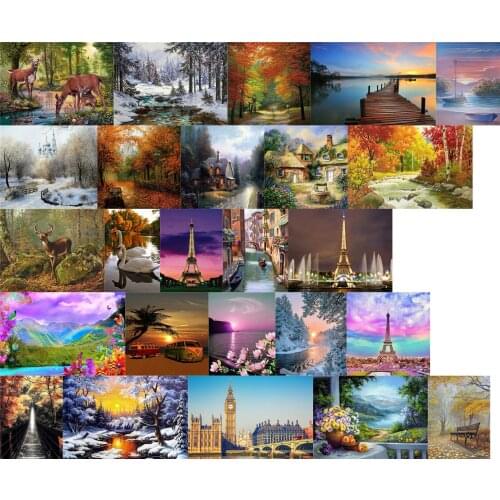R22365 landscape tree bench cross stitch kit people 18ct 14ct 11ct count canvas stitches embroidery DIY handmade needlework