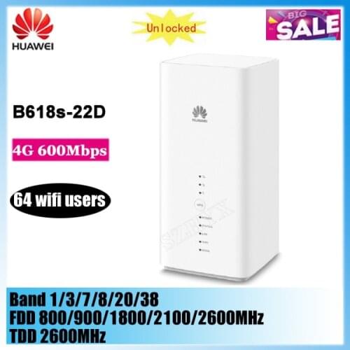 Unlocked Huawei B618 B618s-22d 600M 4G CPE Wireless Router with sim card slot 4G LTE FDD800/900/1800/2100/2600Mhz TDD2600Mhz