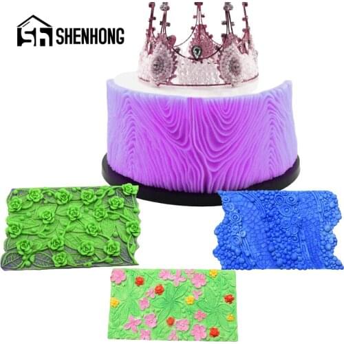 SHENHONG Fondant Silicone Cake Molds Ripple Flower Vine Marine Pearl Resin Mould Clay Pan Sugar Craft Border Decorating Tools