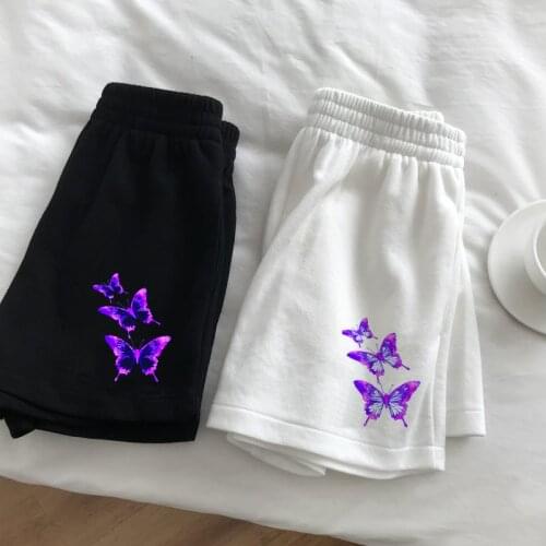 2021 new summer shorts slim fit female butterfly shorts outdoor sports elastic waist office ladies medium pastel boaters шорты