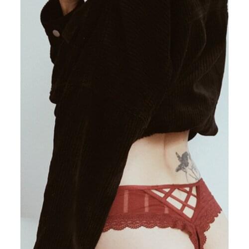 SP&CITY Striped Mesh Transparent Lace Womens Underwear Sex String Back Hollow Out Sexy Panties Satin Thin Seamless Briefs Thong