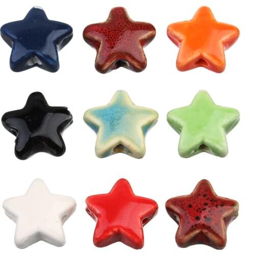 14mm Flower Glazed Star Ceramic Beads For Jewelry Making Bracelet DIY Accessory Perles Loose Spacer Porcelain Bead Wholesale