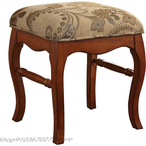 European Style Bedroom Dressing Stool Solid Wood Dressing Stool American Shoe Changing Stool Guzheng Piano Stool Small Bench