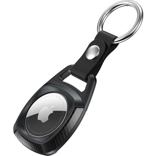 Carbon Fiber Texture Hard TPU Case For Apple Airtag Anti-lost Keychain Cover For Apple Airtags Matte Slim Loop Protective Sleeve
