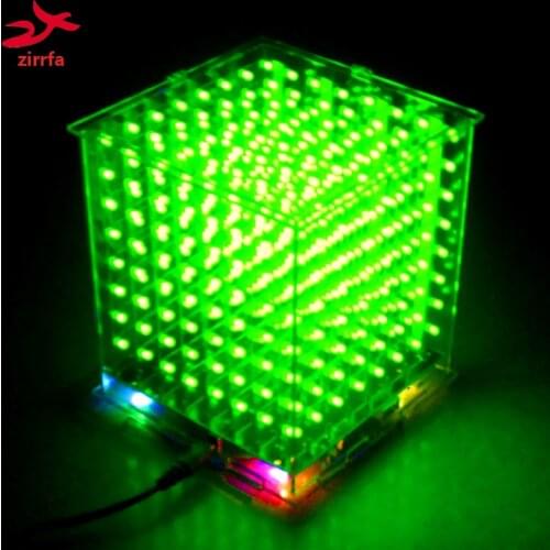 In stock! DIY 3D8s LED mini cubeeds excellent animation / 8x8x8 Kits/Junior,3D green LED Display,Christmas Gift