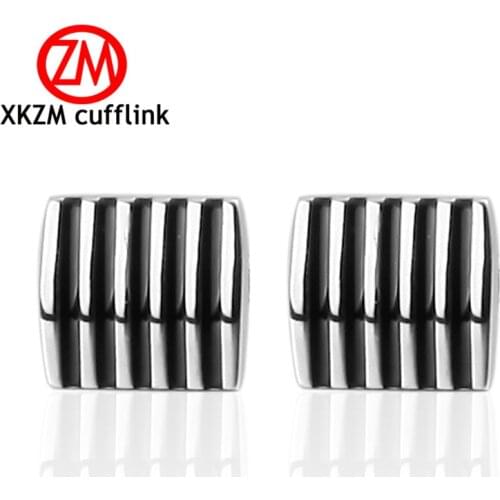 High Quality French enamel Silvery black stripe Cufflink For Mens Shirt Brand suit Cuff Buttons Top sale Cuff Links Jewelry