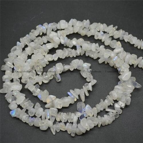 High Quality 5~8mm Natural White Moonstone Irregular Shape Stone Chips Loose Beads 1 Strand
