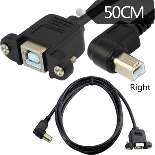 High Speed 30CM M/F USB 2.0 Type B Male to Female Right Angle Extension Data Cable Panel Mount For Printer Cable with Screw Hole