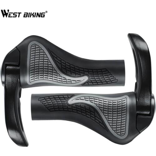 WEST BIKING Bicycle Grips Alloy Rubber Lockable Cycling Handle Mountain Road Bike Handlebar Plug Anti-Skid Ergonomic Bike Grips