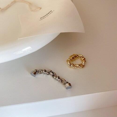 VSnow Simple Vintage Single Piece Chunky Linked Chain Earrings for Women Metal Magnet Clip Earrings Without Statement Oorbellen