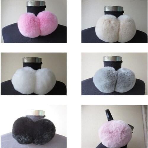 Womens Winter Warm Fur Earmuffs Real Rex Rabbit Fur Earflaps Fluffy Soft