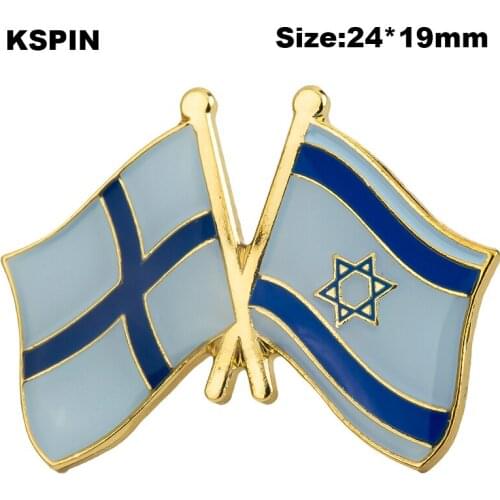 Finland & Israel Friendship Flag Badge Flag Brooch National Flag Lapel Pin International Travel Pins XY0577-2