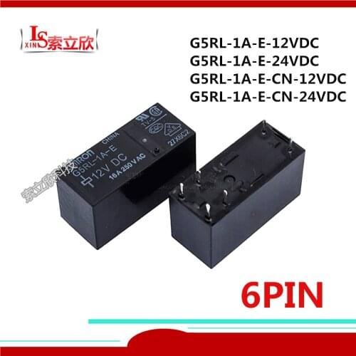 10PCS/lot NEW Relay G5RL-1A-E-12VDC G5RL-1A-E 24VDC G5RL-1A-E-CN-12VDC G5RL-1A-E-CN 24V G5RL 1A E 12V G5RL 1A E CN 16A 6PIN