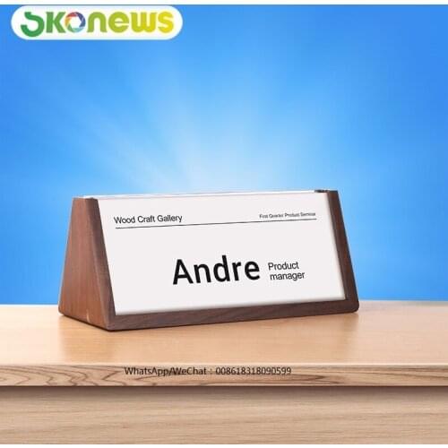 10 pcs Tabletop Triangular Card Holder for Meeting Conferences Office School Solid Wood Sign Holder