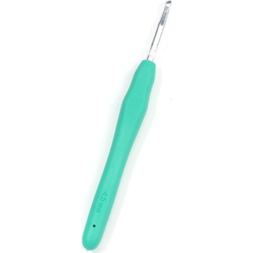 2 PC Green 4.5mm TPR Aluminum Crochet Hook Set Knitting Needles Soft Handle Yarn Sewing Knitting Needles DIY Tools 13.9cm long