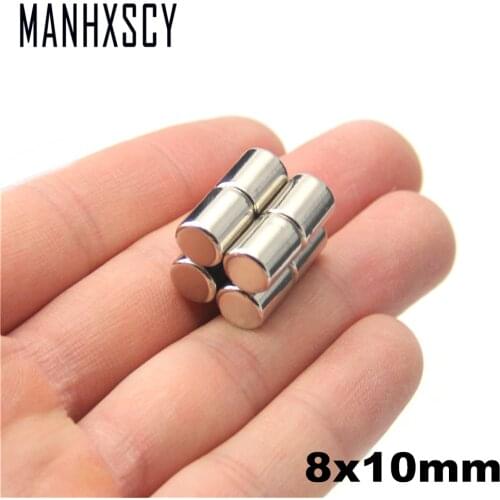 200pcs Neodymium N35 Dia 8mm X 10mm Strong Magnets Tiny Disc NdFeB Rare Earth For Crafts Models Fridge Sticking magnet 8x10mm