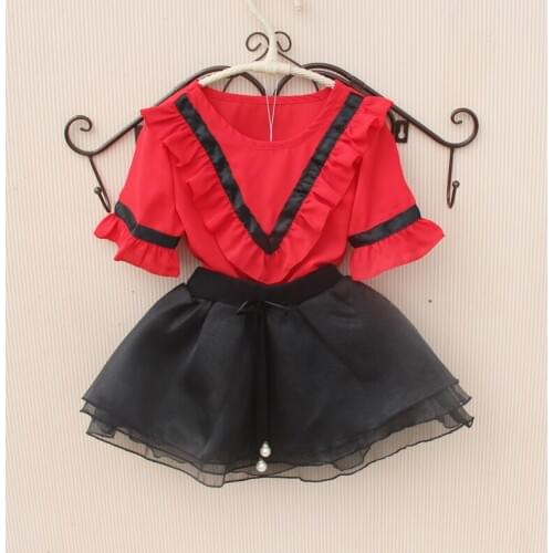 2019 Summer Girls Clothes Children Clothing Girl T shirt Ruffled Chiffon T Shirt School Girl Top Kids T-shirt 2-16Y