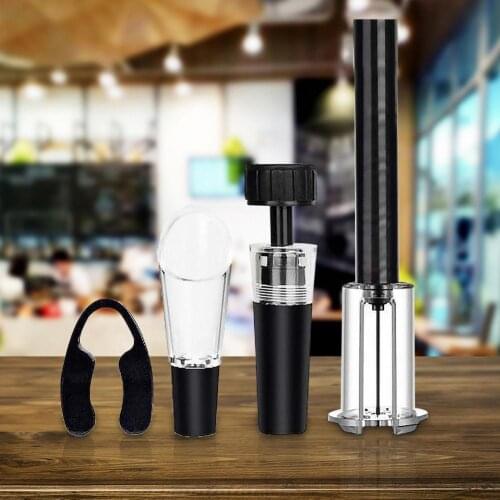 4Pcs/Set Wine Pourer Foil Cutter Stopper Plug Air Pressure Pump Bottle Opener Kitchen Accessories Tools Gadget