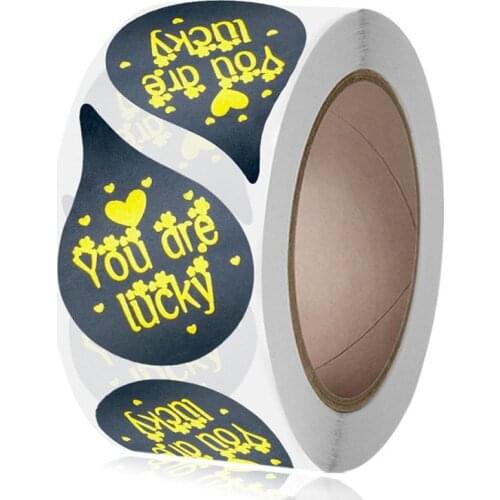 500pcs Marvelous Gold Foil Droplet Shape "You Are Lucky" Stickers for Boutiques Party Favors Bouquet Gift Envelopes Decor Labels