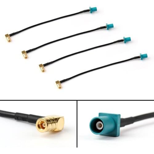 Artudatech 4 PCS Fakra Z Male Straight To SMB Female Right Angle Pigtail Cable RG174 15cm 6" Jack Connector Parts