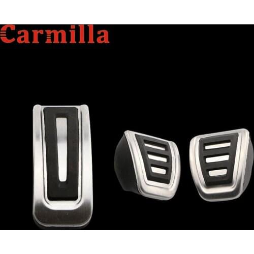 Carmilla Stainless Steel Car Pedal for VW Polo Bora Golf MK4 Lavida for Skoda Fabia Clutch Accelerator Gas Brake Pedals Pads
