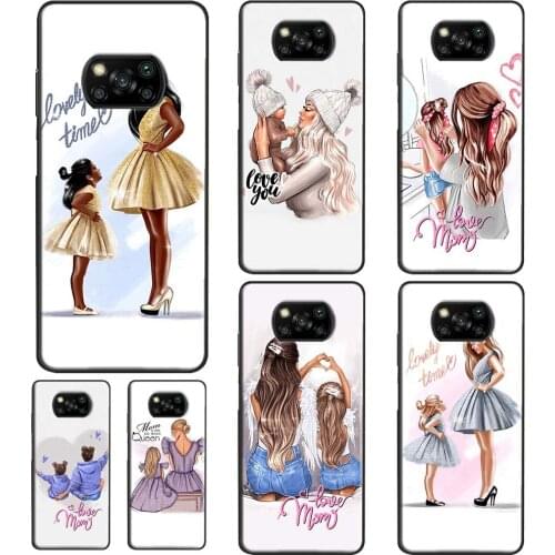 Super Mom Baby Girl Son Daughter For POCO X3 Pro M3 F1 F2 F3 Case For Xiaomi Mi Note 10 Lite 9 9T 10T Pro Mi 11 Ultra Cover