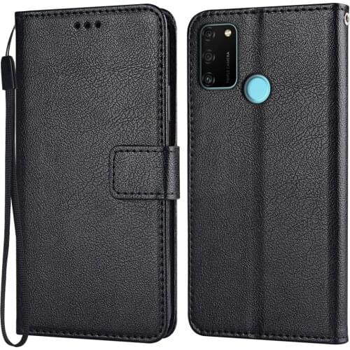 Flip Wallet PU Leather Case for Huawei Honor 9A MOA-LX9N 6.3''Funda Stand Business Phone Holster Stripe Protect Cover