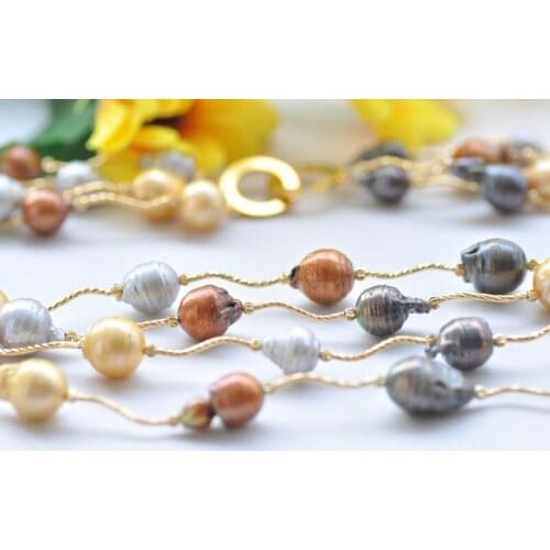 D0451 4Row 18mm Multicolor Baroque Keshi Pearl Necklace Bracelet Earring