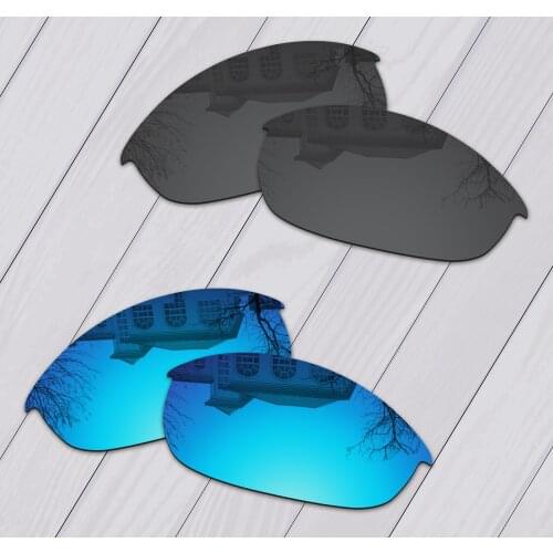 E.O.S 2 Pairs Black & Ice Blue Polarized Replacement Lenses for Oakley Half Jacket Sunglasses