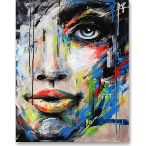 Women Knife Face Art Painting on Canvas Oil Painted Wall Art Modern Picture Hand Painted Home Decoracion for Living Room