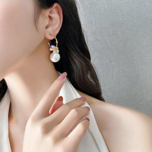 Korean Fashion Earrings Super Fairy Crystal Flower Pearl Earrings Simple Net Celebrity Explosion Models Womens Earrings For
