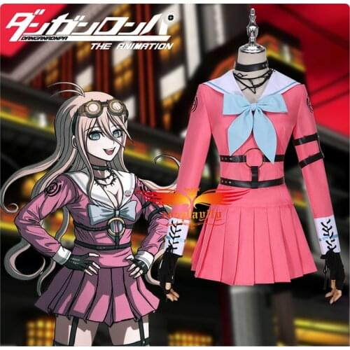 Anime Danganronpa V3 Killing Harmony Iruma Miu Cosplay Costume Adult Woman XS-XXL Pink JK Uniform Outfits Sail Suit Halloween