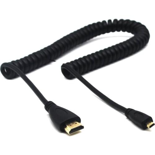 Micro HDMI-compatible Male to HDMI-compatible Male Stretch Spring Cable for 1080P HDTV