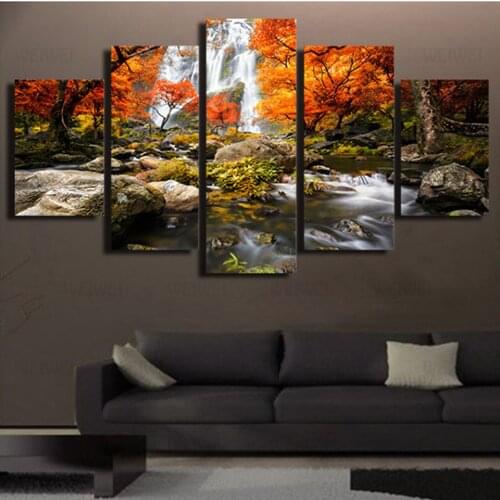 Canvas HD Prints Poster Modular Wall Art Pictures Frame 5 Pieces Autumn Nature Forest Landscape Painting Living Room Home Decor
