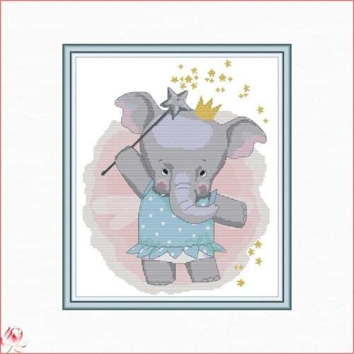 Cute Little Elephant Pattern Cross Stitch Kit 14CT 11CT Canvas Printing Needle And Thread Embroidery Kit DIY Home Deco crafts
