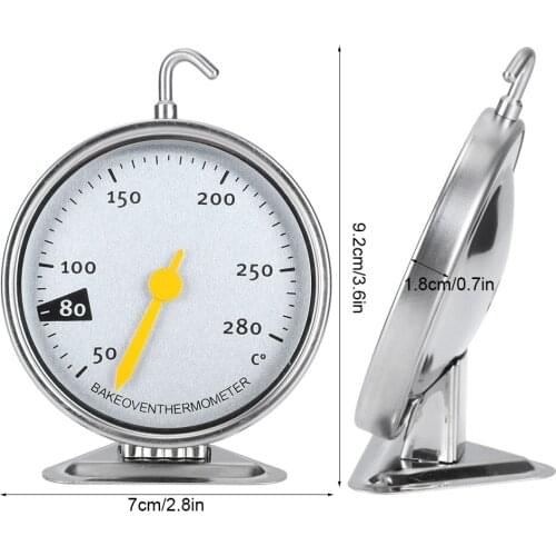 Stainless Steel Large Dial Oven Thermometer With Hook Kitchen Cooking Measuring Tools 50-280 Durable Without Batteries