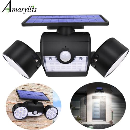 Newest Double Head Solar Lamp Outdoor Waterproof Garden Wall Solar Light With 30 leds Adjustable Angle Security Lighting 500lm