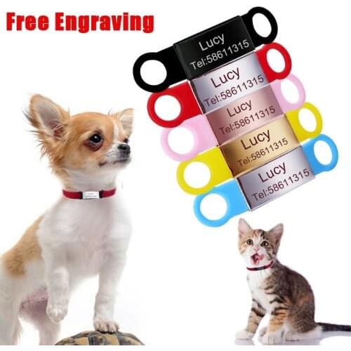 YVYOO Personalized Cat Dog ID Tags Engraved Pet TEL Name Stainless Steel Pet Cat dog Collar Tags For Pets Accessories BBB1